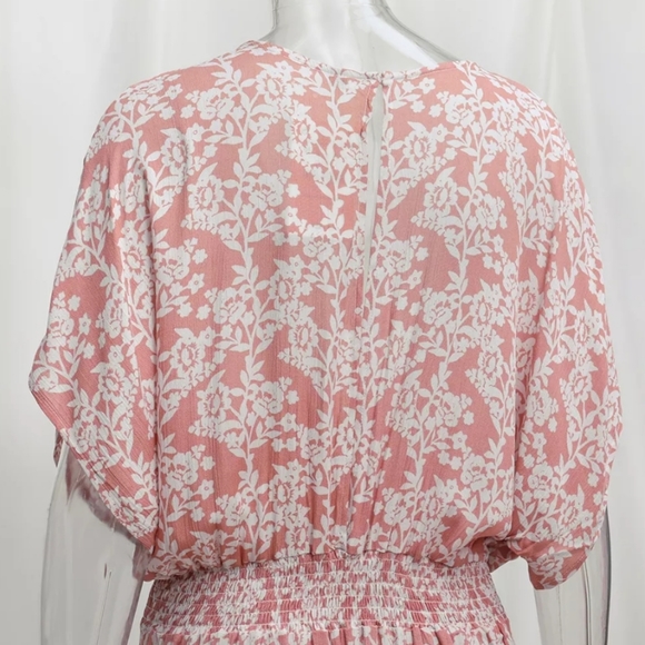 Floral Split Back V-neck Front Slit Cotton Boho Maxi Dress - Picture 10 of 16